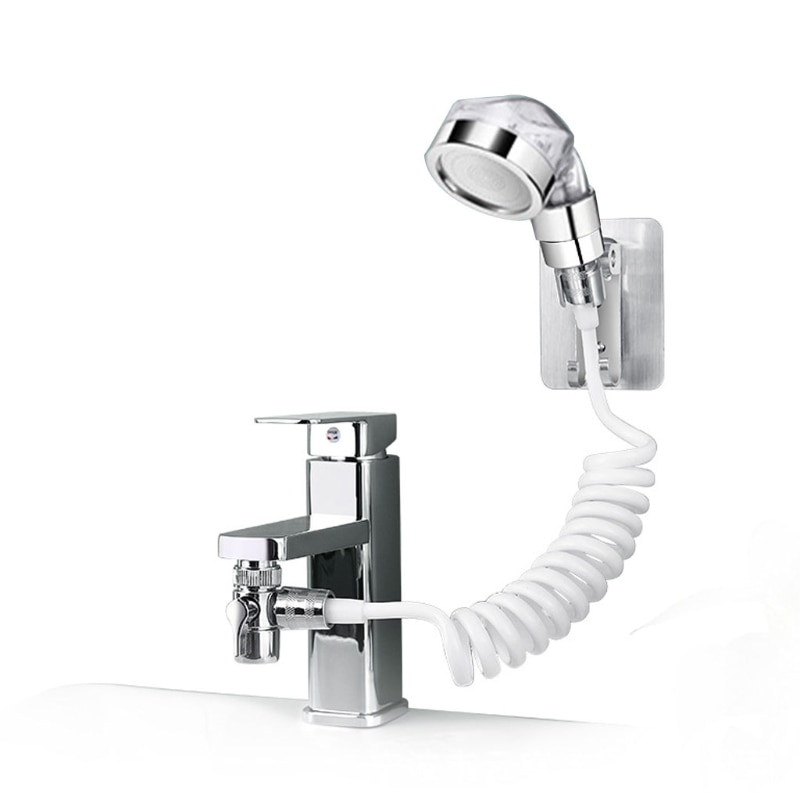 Bathroom Bathtub Wash Face Basin Water Tap External Shower Hand Held Spray Mixer