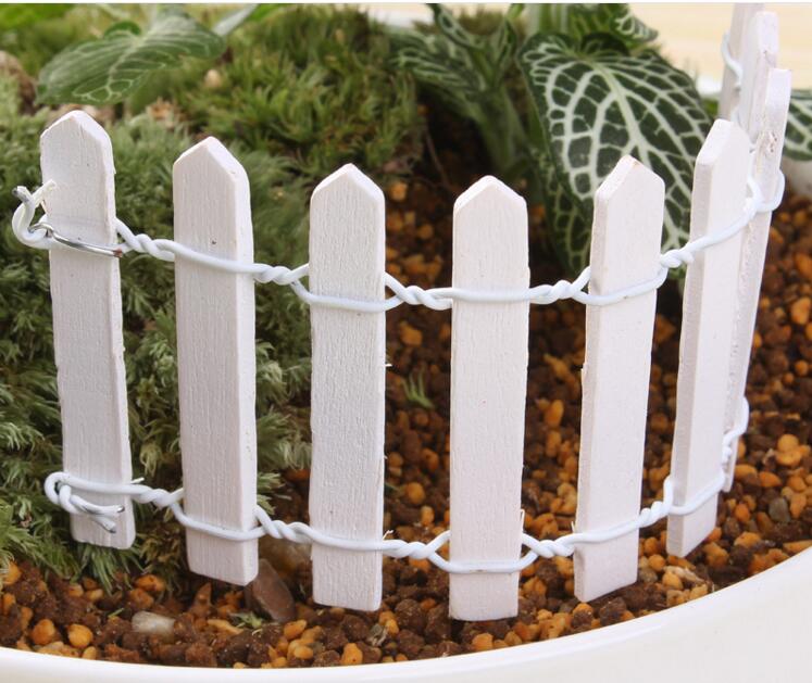 Multicolor Hout Hek Palissade Miniatuur Fairy Tuin Home Huizen Decoratie Mini Craft Micro Landschapsarchitectuur Decor DIY Accessoires: WHITE