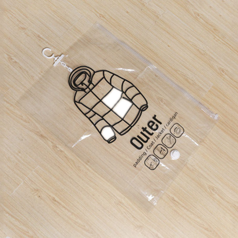 Side Pull Hangable Closet Clothing Compression Bag Storage Bag Transparent Pumping Vacuum Storage Bag Down Jacket Coat Organizer: L