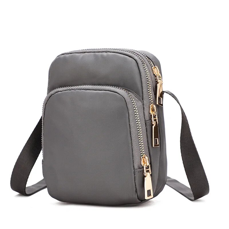 Women Bag Waterproof Shoulder Bag Crossbody Zipper Mobile Phone Lady Female Multifunction Handbag Wrist Purse Womens Pouch: GRAY
