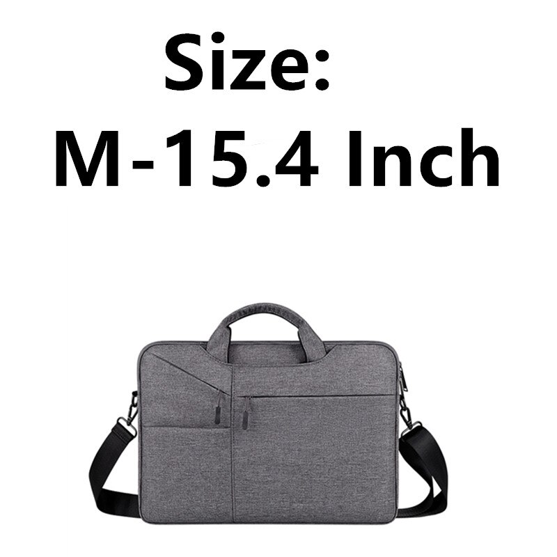 Nowy wodoodporny mężczyzna kobiet 13.3 14 15.6 Cal teczka na laptopa torebka biznesowa o dużej pojemności Messenger Notebook torba na ramię: M-15.4 Inch-DK Gray