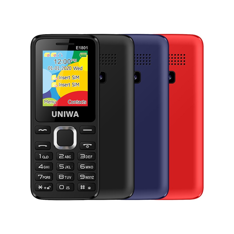 UNIWA E1801 Mini téléphone portable double SIM 2G GSM SC6531E barre caractéristique 800mAh 0.08MP pour les étudiants aîné vibrateur torche téléphone portable