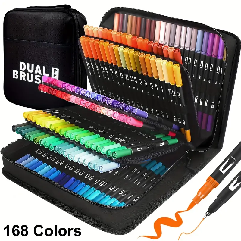 Marcadores de punta de pincel de 72/120/168 colores, marcadores artísticos, bolígrafos de pincel de doble punta, marcadores para colorear para libro de colorear, bolígrafos de pincel para letterin: Rojo