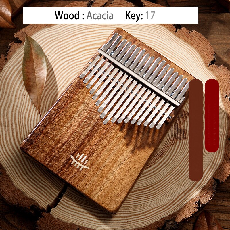 17 21 Key Kalimba Wooden Figure Keyboard Thumb Piano Musical Instruments Chamfer Calimba Mini Kalimbas Accessories: 17 keys Acacia