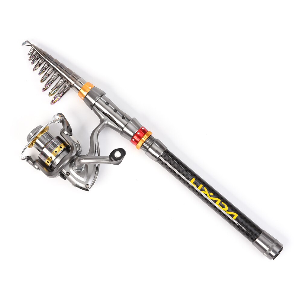 Lixada Telescopic Fishing Rod and Reel Combo Full Kit Carbon Fiber Fishing Rod Pole Spinning Fishing Reel Tackle Carrier Bag