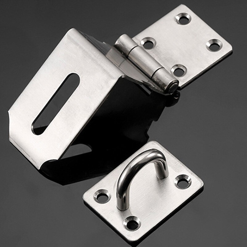 Loquet de serrure de cadenas en argent, à Angle droit, boucle de porte en acier inoxydable à quatre trous