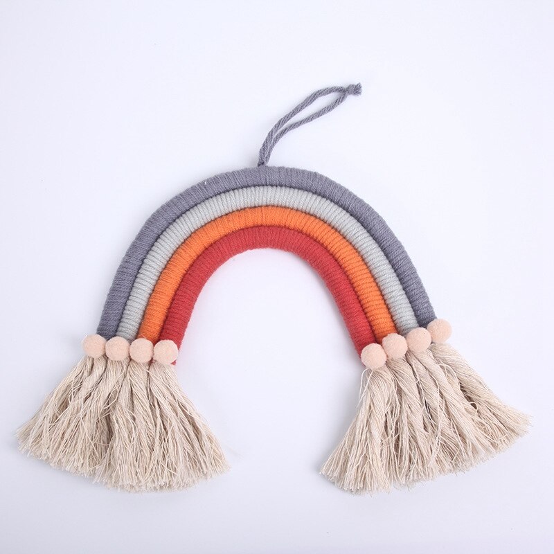 Nordic Style Rainbow Tapestry Macrame Wall Hanging Ornaments Handmade Wall Tapestry Nursery Kids Baby Crib Bedroom Decor: 22-1