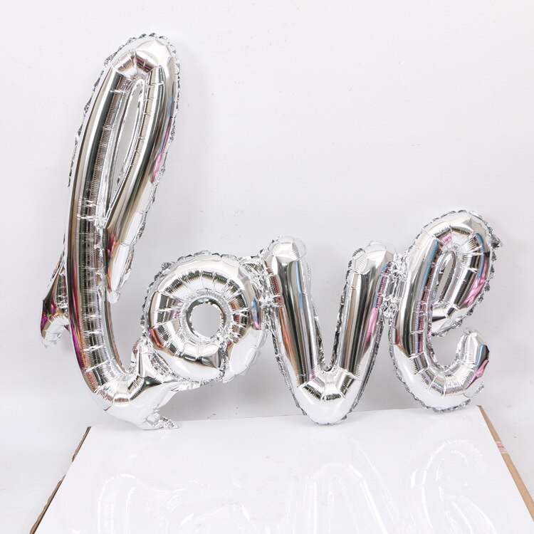 108cm kærlighedsbrev folie ballon fødselsdagsfest bryllup valentinsdag jubilæum dekoration champagne kop fotoboks rekvisitter: Sølv