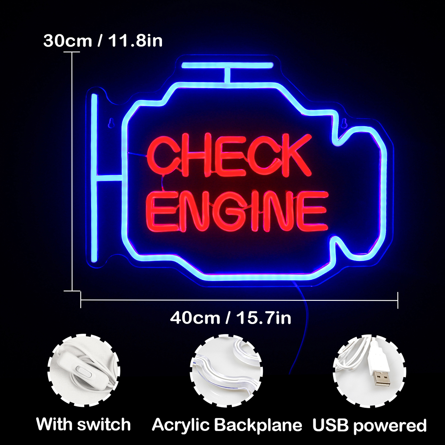 Letrero de neón con motor, luz Led para habitación de coche, garaje, taller de reparación, decoración de pared, Bar, , Club, lámpara de ambiente luminosa, alimentación USB