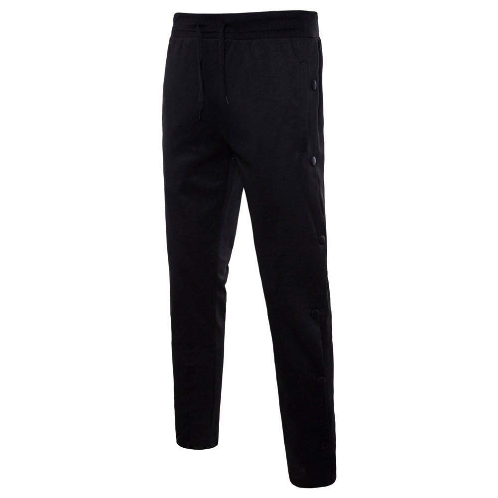 Pantalones deportivos swagwhath para hombre, pantalones casuales rectos pequeños y abiertos por el lateral con botón en el lateral, pantalones para hombre, ropa deportiva de chándal de Hip Hop: S / Black