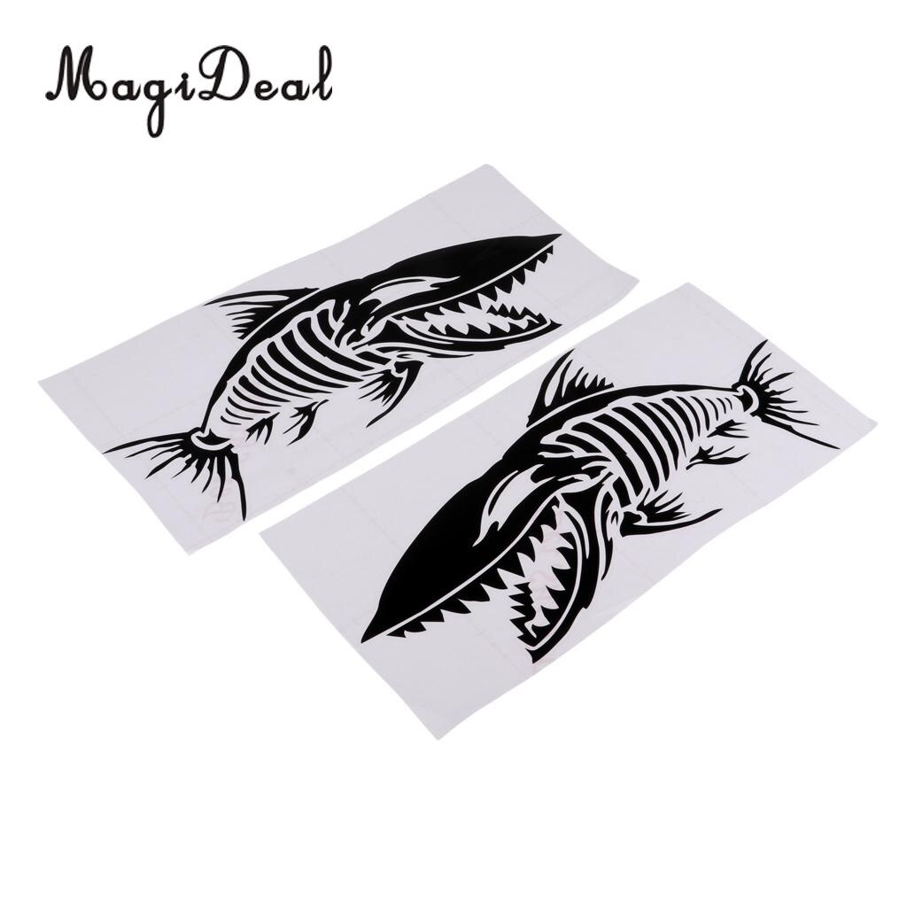 1 Pair Black Skeleton Fish Bone Stickers Cool Funny Decal for Car Kayak Ocean Boat Truck Bicycle Graphics - Waterproof &amp; Durable