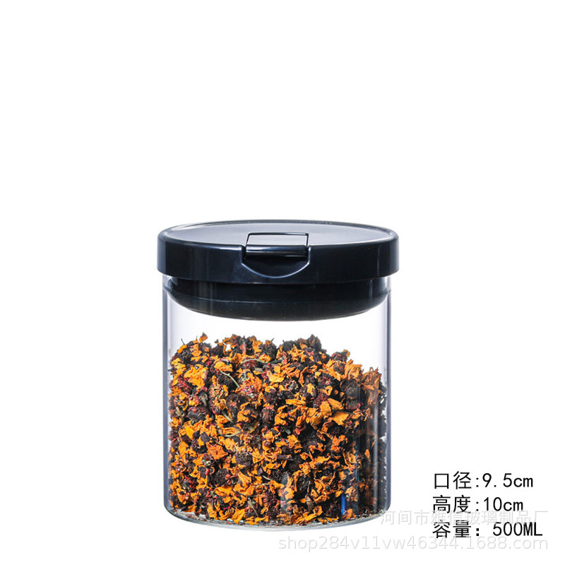 Cylindrical Transparent Glass Storage Tank Sealed Bottle Moisture-proof Food Grain Tank Kitchen Utensils Candy Tea Box: I