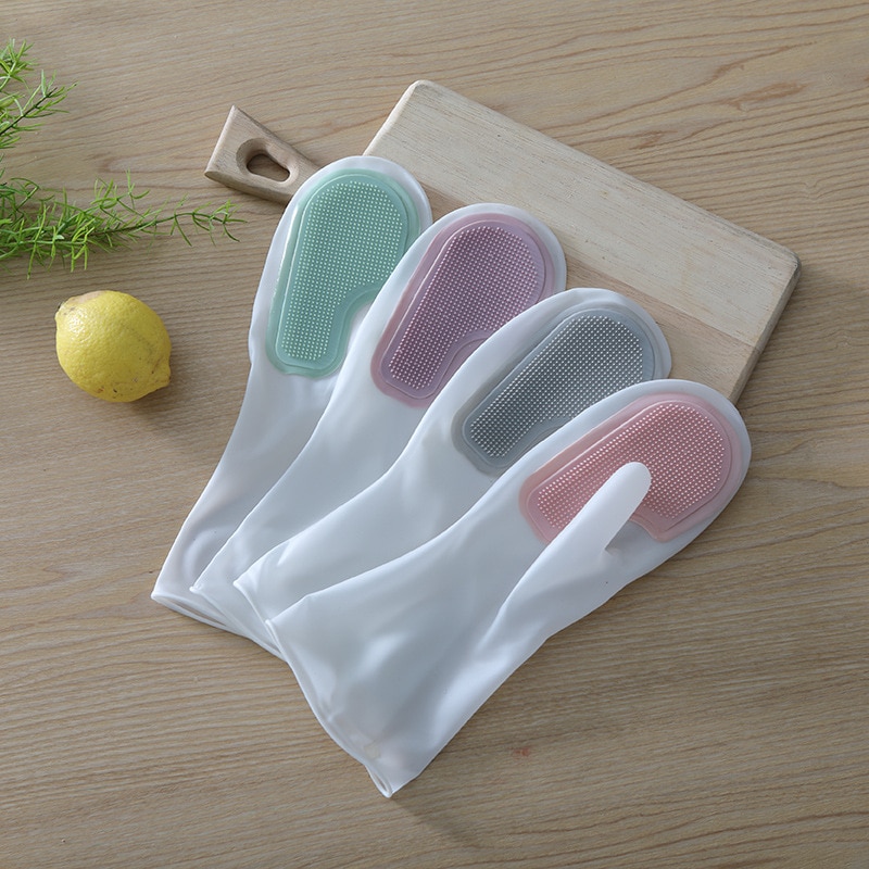 Household washing gloves brush plastic latex waterproof kitchen cleaning household washing gloves kitchen kitchen gloves