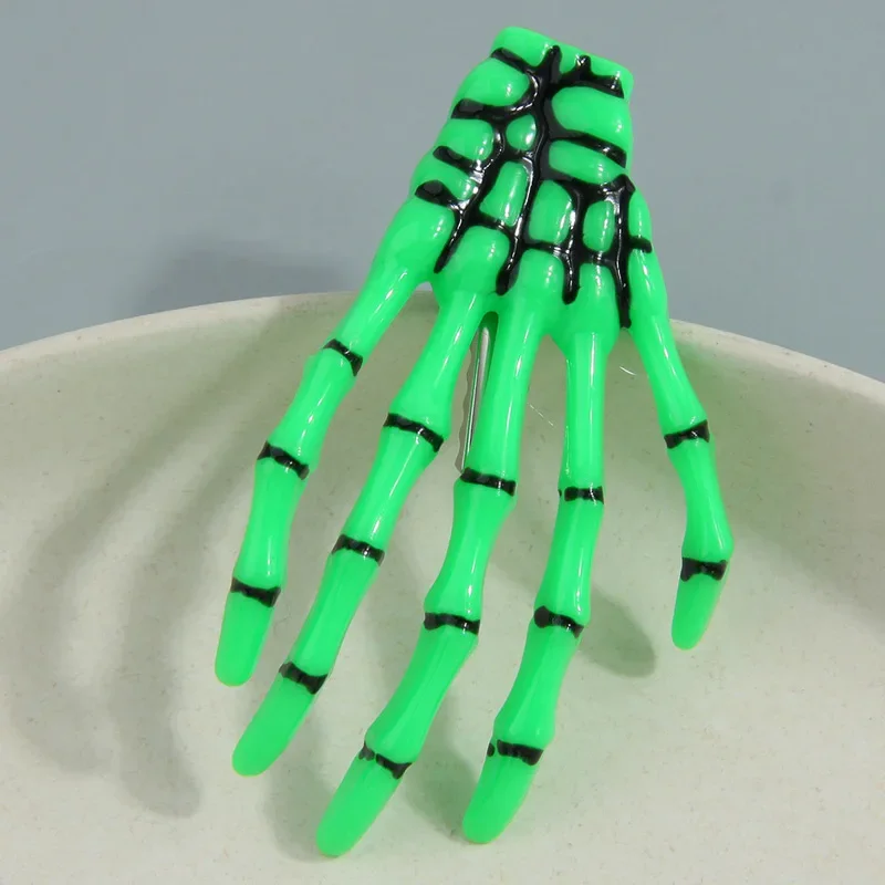 Pince à cheveux pour femmes et filles, squelette d'halloween, mains, griffe en os, accessoires en plastique, crâne en métal, horreur, Zombie, Punk Rock, épingles à cheveux: Rose