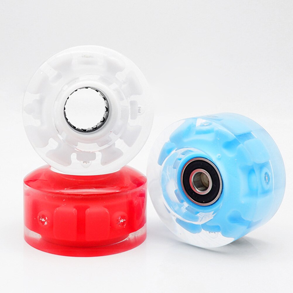 4pcs Roller Skate Wheels Transparent Sliding Double Row For Adults Kids PU With BankRoll Bearings Led Light Up Skating Outdoor
