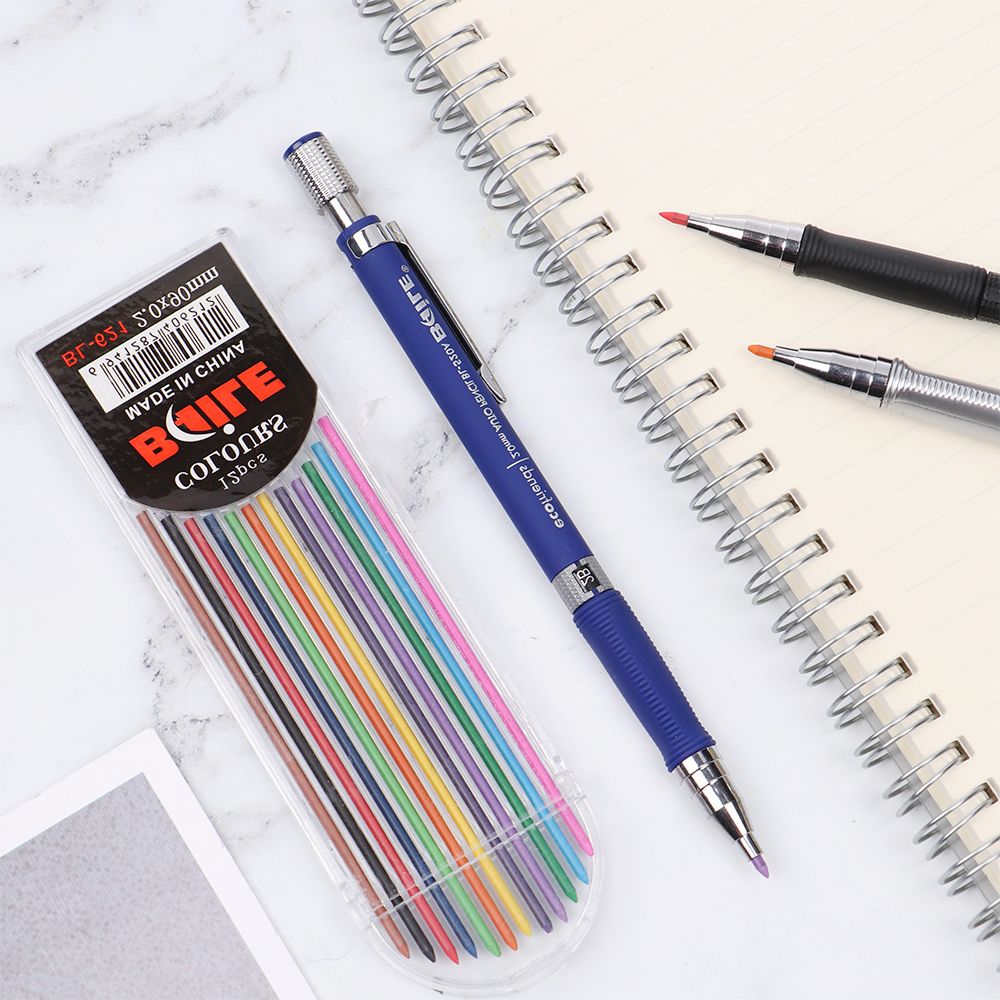 1Pc Automatic Mechanical Pencil 2.0mm Multicolor Refill 2B Drawing Writing Activity Pencil Office School Writing Stationery Blue