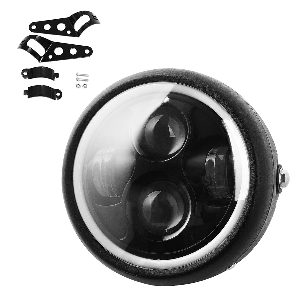 6.5 " ronde motorfiets led koplamp met witte halo angel eye voor sportster cafe racer bobber: Licht en beugel