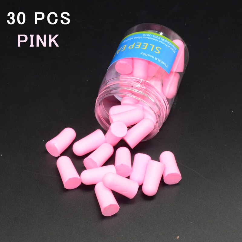 Earplugs Noise Reduction Sleep Foam Plug Canceling Music Anti Reusable For Snoring Earplug Sound Insulation Sleeping Ear Plugs: 30 pcs pink