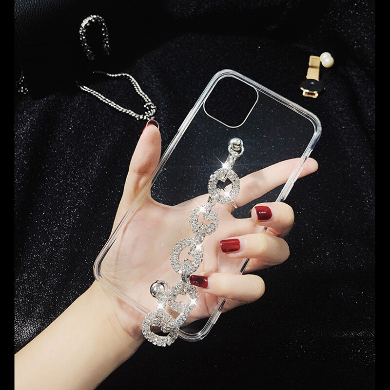 For iphone 17 16 Pro Case Bling Rhinestone Diamond Bracelet Chain Crystal Case For iPhone 15 12 11 13 14 Pro MAX XR XS Plus Case