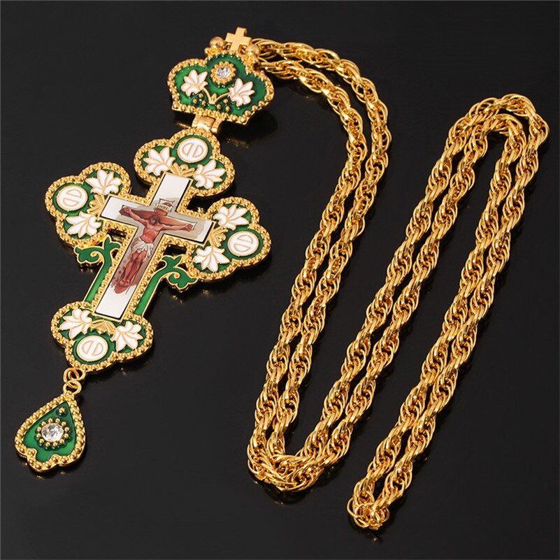 schultergürtel kreuz orthodoxe Jesus kruzifix anhänger strass kreuz kette Gold religiöse Schmuck Pastor Gebet artikel