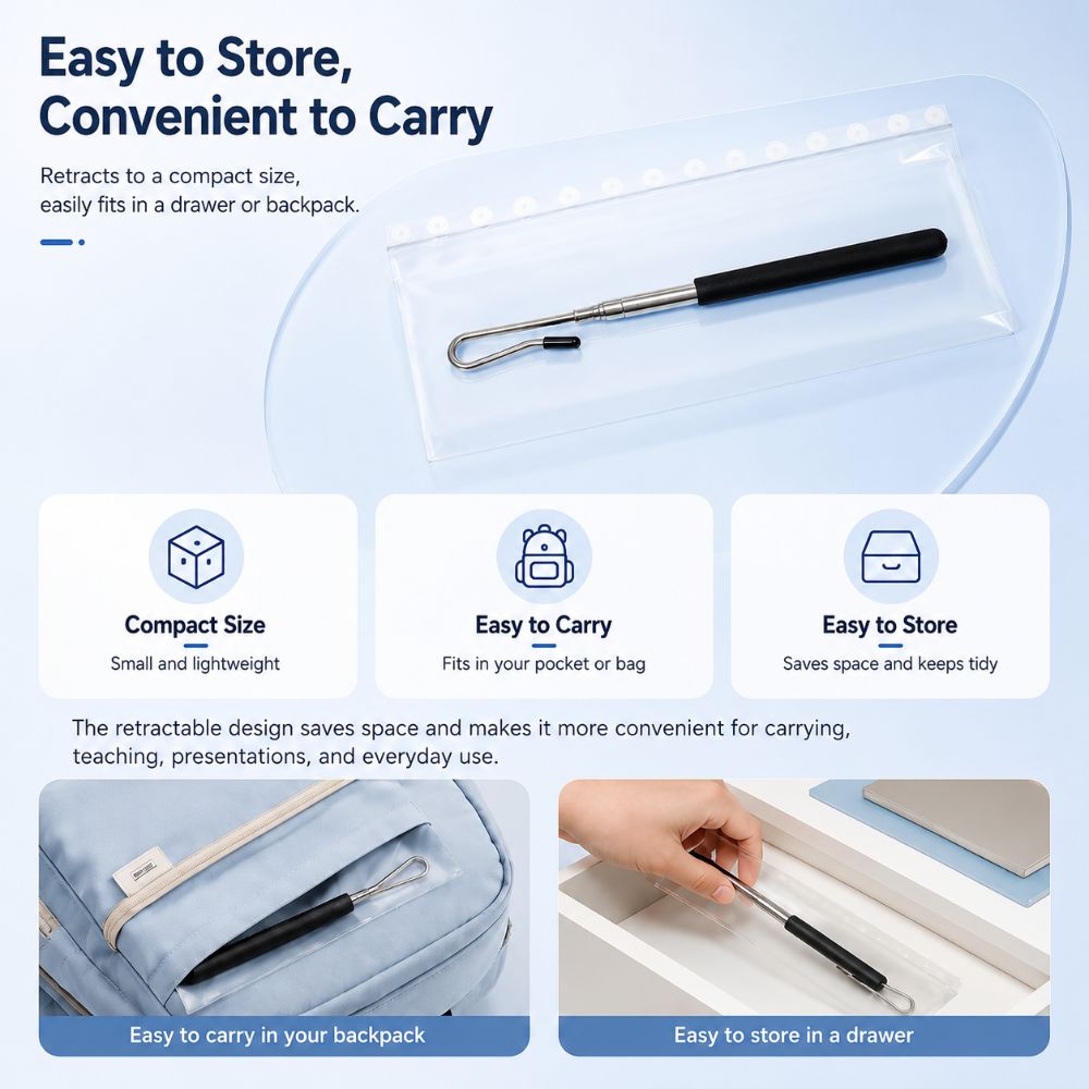Stainless Steel Puppet Control Rod Anti-slip Handle with Soft Rubber Hook Telescopic Puppet Stick Hand Puppet Manipulator
