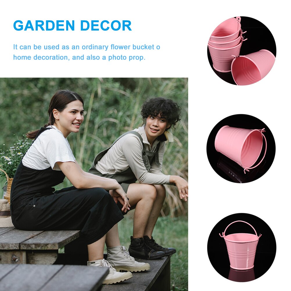 12Pcs Simple Iron Bucket Iron Bucket With Handle Photo Prop Garden Decor for Home Decor Adorn Garden