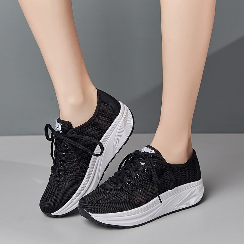 Summer Shopping Toning Shoes For Women Fitness Walking Slimming Jogging Sneakers 4.5 cm Wedge Platform Swing Shoes
