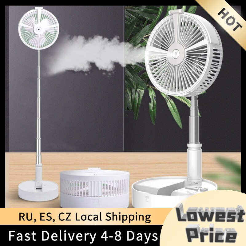 Ventiladores hidratantes plegables portátiles, ventilador de mesa recargable inalámbrico para uso en el hogar y la Oficina al aire libre, ventilador eléctrico de larga duración