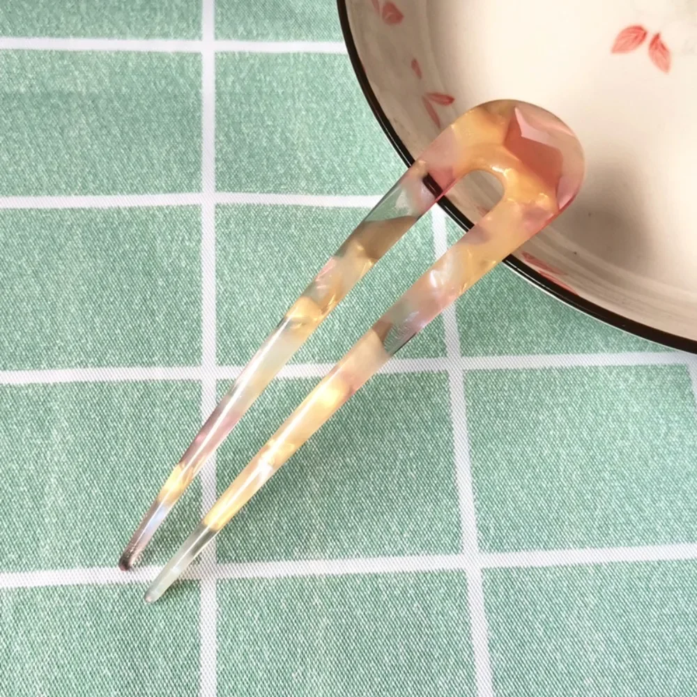Horquilla para el pelo en forma de U, palitos para el pelo de geométrico a la de acetato, horquilla de carey, accesorios para la cabeza para mujeres y niñas