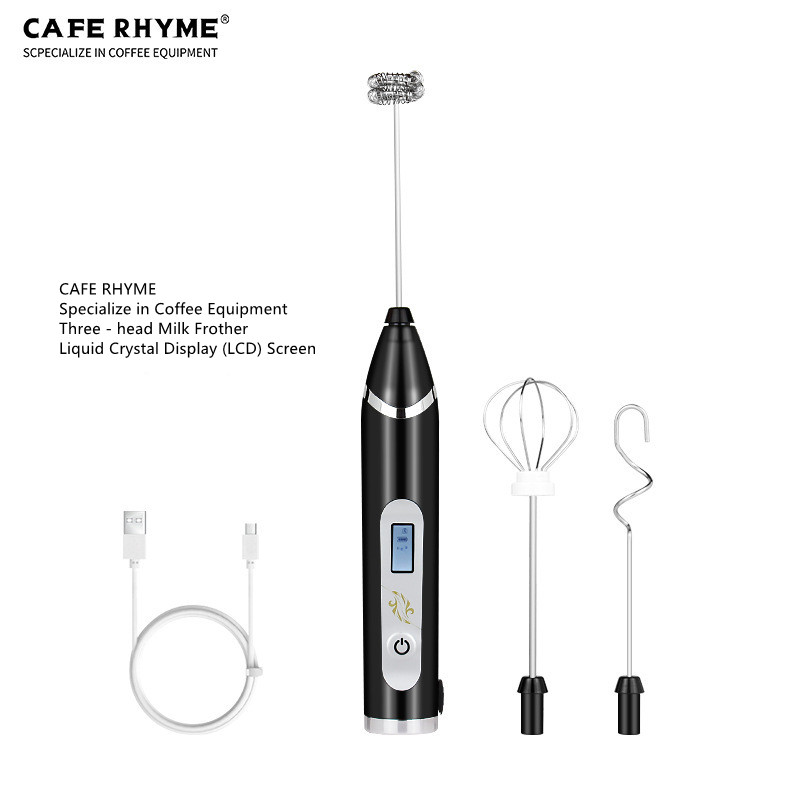 Handbediende elektrische eierklopper met LCD-display voor gebruik in de keuken, USB - oplaadbare blender, geschikt voor het opschuimen van melk in koffie