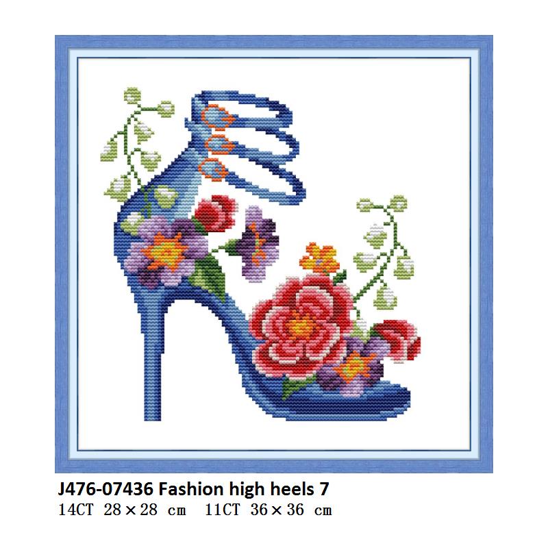 Joy Sunday High Heels Stamped Cross Stitch Kits Embroidery Kit Fabric for Cross Stitch Needles DMC Thread DIY Needlework: Cross Stitch J476 / 11CT White Cloth