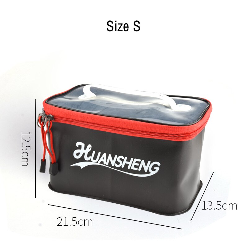 1pc Portable EVA Fishing Bag Live Fishing Box Outdoor Multifunction Fishing Bait Bucket Waterproof Fishbox Storage Bag: Black S