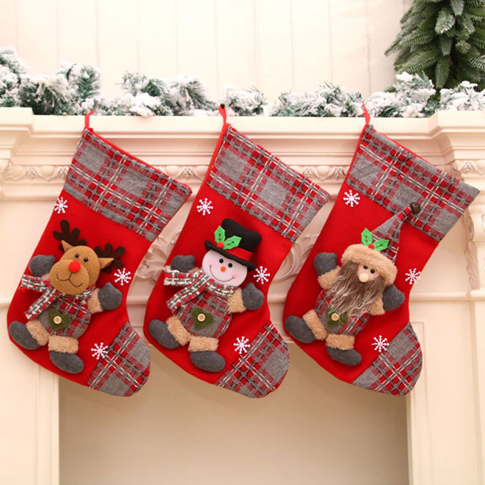 Saco de Papá Noel para decoración del hogar, bolsa de dulces colgante grande, adorno para árbol de Navidad y Año