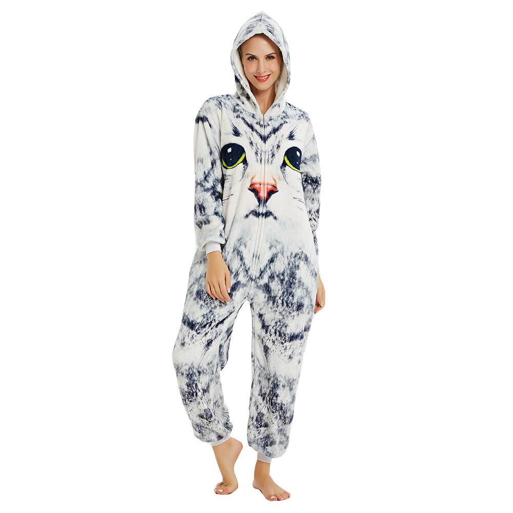 kigurumis 3D Cat Printing Onesie women Pajama Adult Homewear Funny Festival Sleepwear Cosplay Party Jumpsuit Unisex Costume: S(Height 150-160CM)