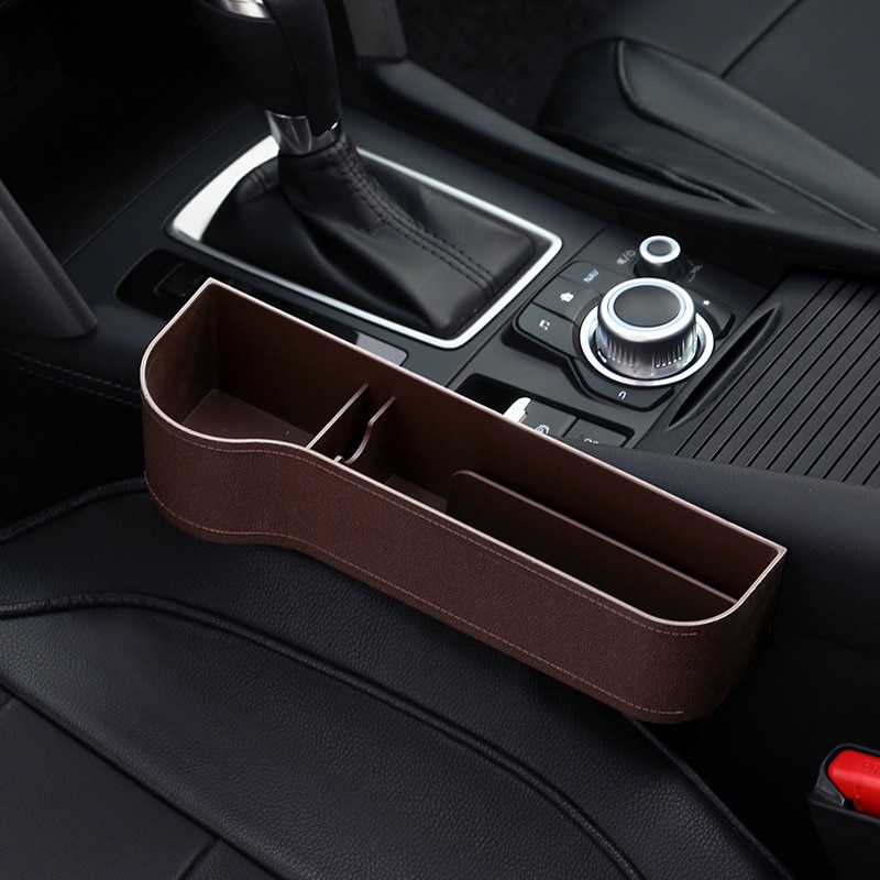 Left / Right Car Seat Crevice Gaps Storage Box ABS Plastic Auto Drink for Pockets Organizers Stowing Tidying Universal: 1pc Brown(Left)