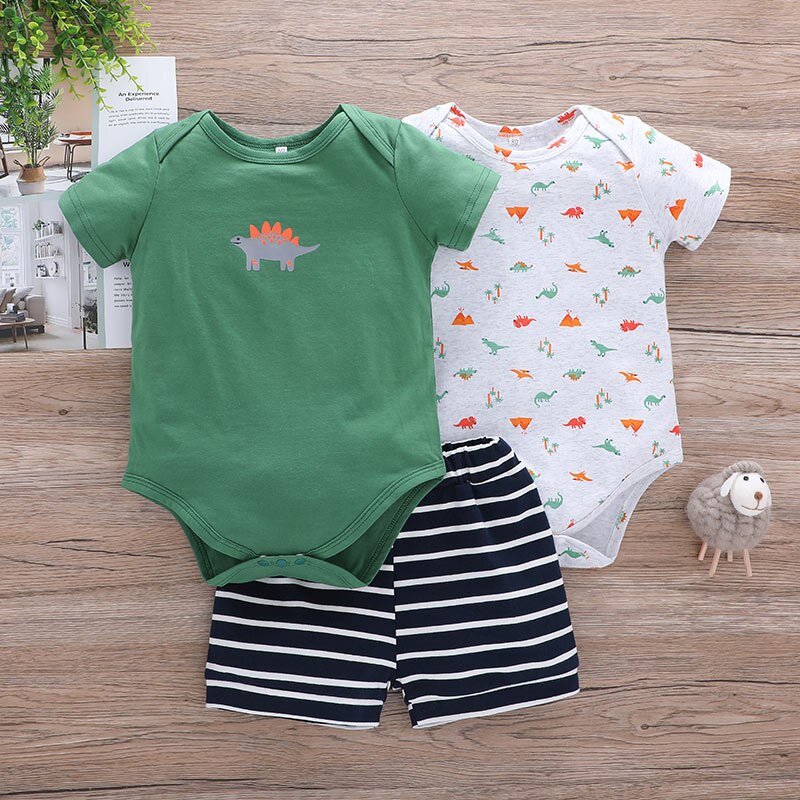 Zomer Baby Bodysuit Peuter Jongens Kleding Sets Casual Korte Mouw O-hals Cartoon Baby Jongen Jumpsuit + Shorts Baby Jongens Outfit: lht / 9m