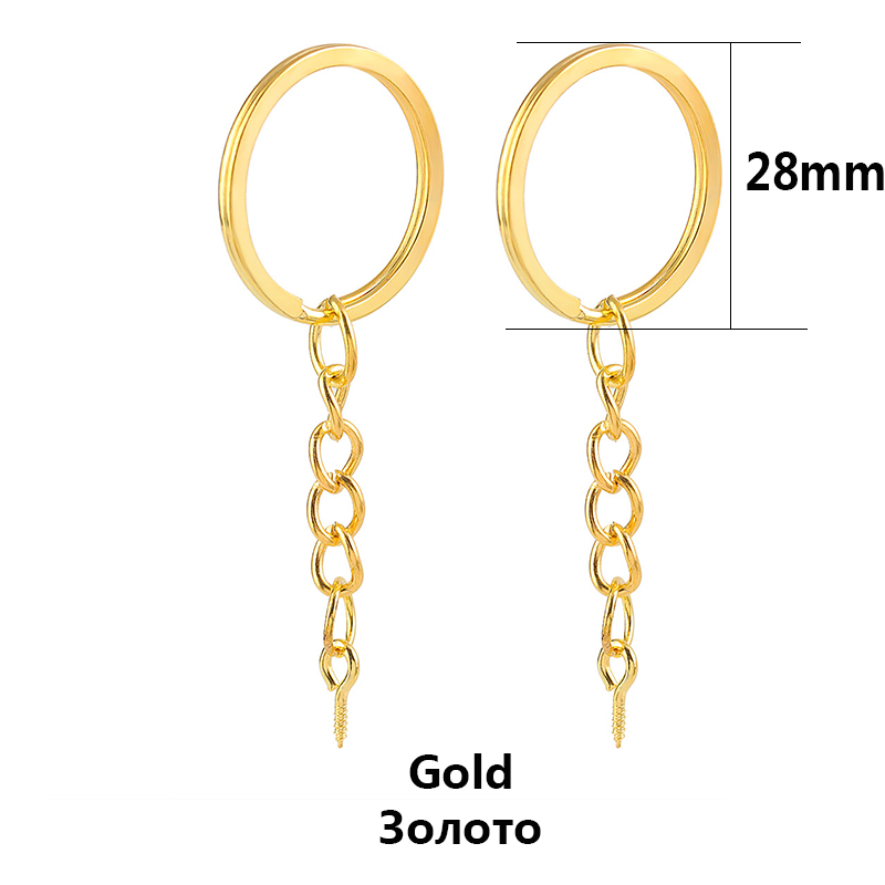 10pcs Screw Eye Pin Key Chain Key Ring keychain Bronze Rhodium Gold Color Keyrings Split Rings With Screw Pin Jewelry Making: black