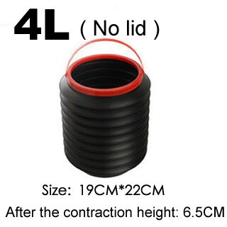Cubo de agua para pesca y lavado de coches, plegable, retráctil, mágico, portátil, para limpiar peces, cubo, caja de barril de almacenamiento: Small bucket  4L