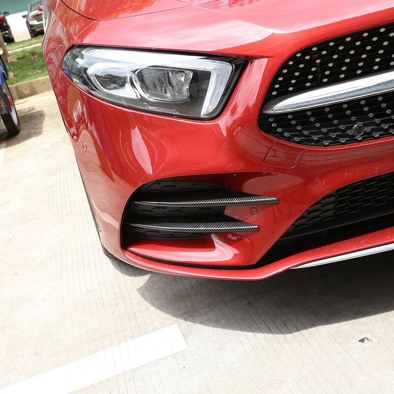 AU04 -for Mercedes Benz A Class W177 A180 A200 Carbon Fiber ABS Front Fog Light Grille Bumper Trim Decorative Cover