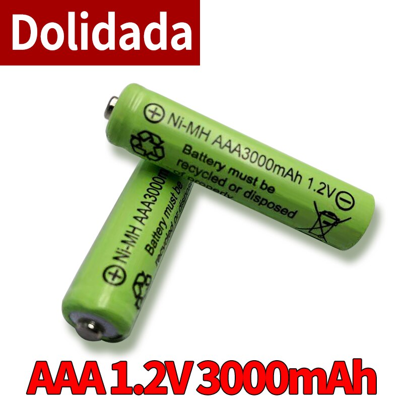 Pilas recargables amarillas AAA de 3000mAh, 3A, 1,2 V Ni-MH, para juguetes MP3 RC, linterna led