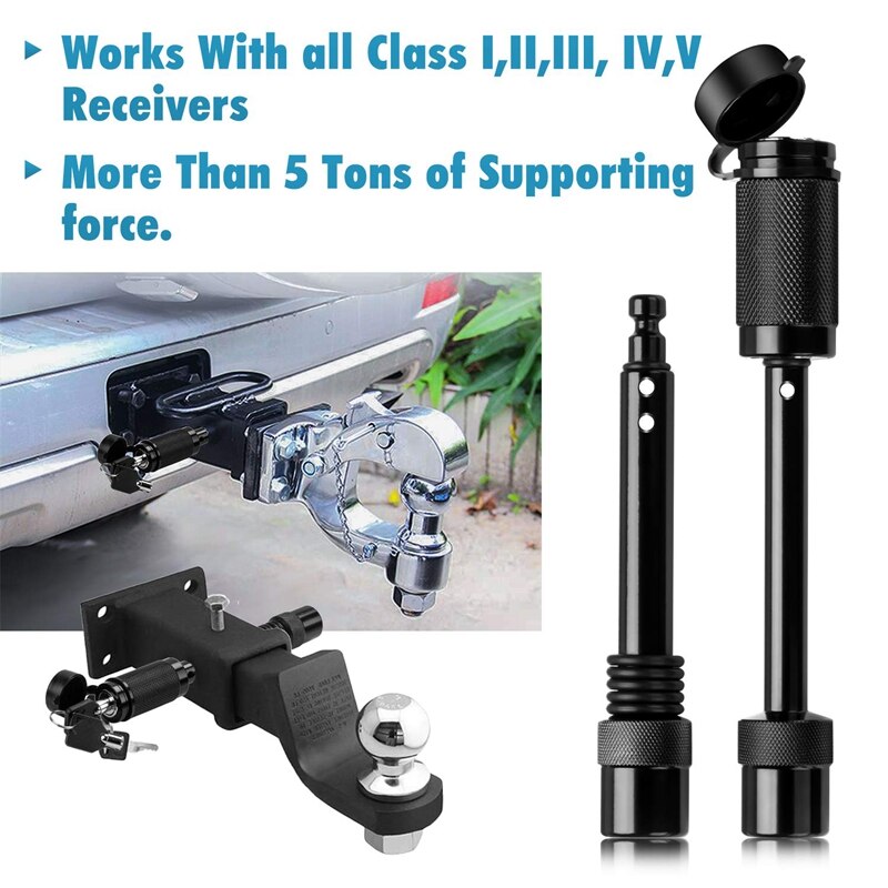 Heavy Duty Trailer Hitch Pin Lock 1/2 Inch and 5/8 Inch Receiver Hitch Pin Lock Set Anti-Rattle for Class I,II,III,IV,V Hitches