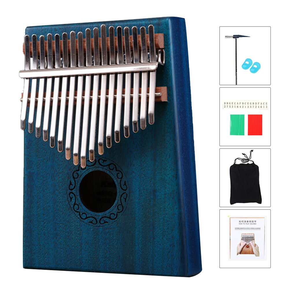 Kalimba 17-key Thumb Piano Mahogany Musical Instrument Mbira Kalimba Hammer Sticker Kit Children Upright Piano Kalimba 17 Key /: G263866A