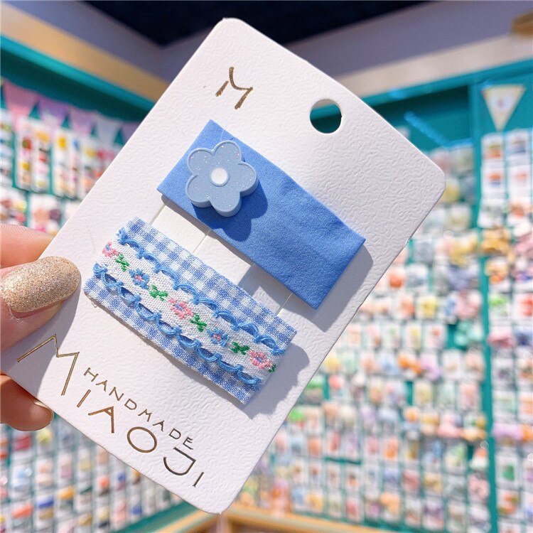 Horquilla cuadrada de encaje bordada para niñas, adorable y adorable horquilla de conejo de dibujos animados para niñas, horquilla con flecos de flores