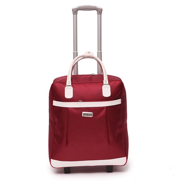 Luggage Metal Trolley Travel Bags Suitcase on wheels valise bagages roulettes Hand Trolley Unisex Bag Sac Board Chassis Package: Red wine