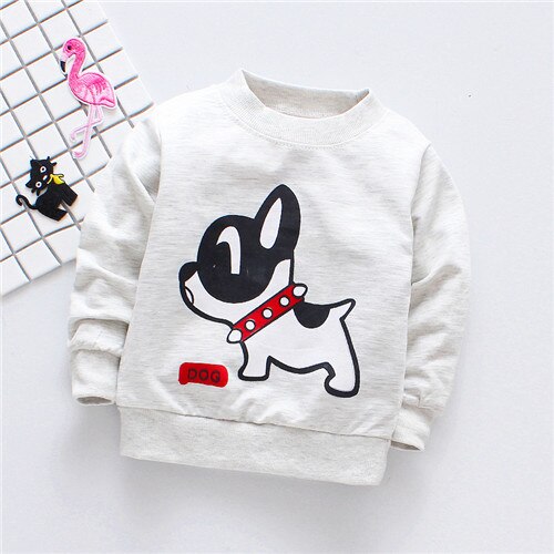 T-shirt à manches longues pour bébé garçon, en coton, mignon, avec motif de chien, printemps: GRIS / 24M