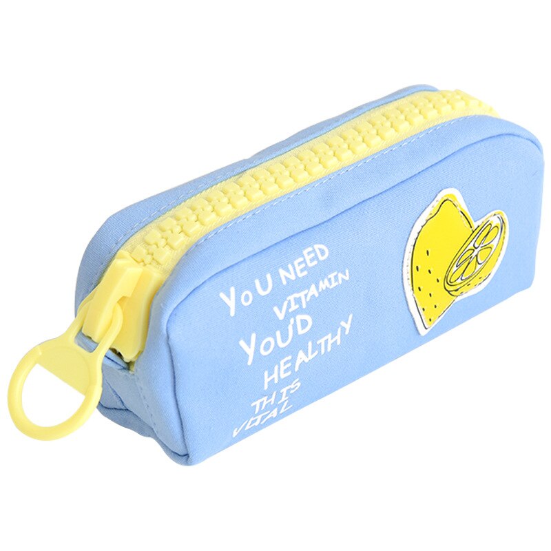 Estuche escolar con cremallera grande, bolsa de lápiz con motivos frutales, papelería, organizador de lona de piña limón, bolsas de almacenamiento para bolígrafos, oficina