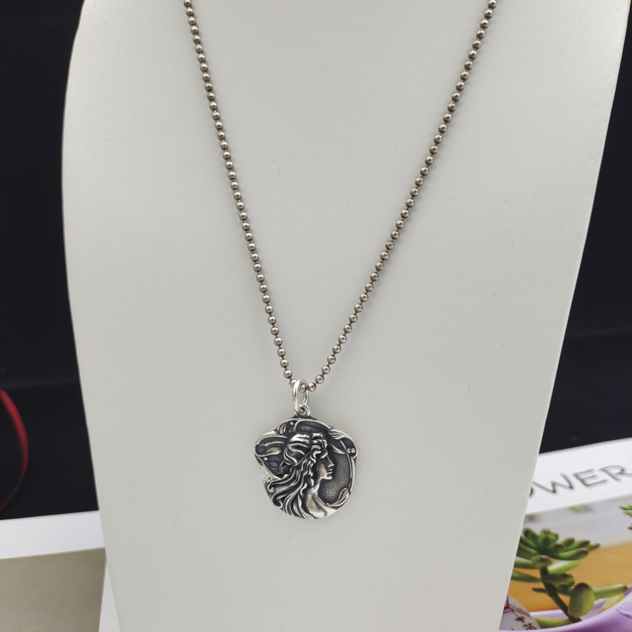 Bocai 2022 echte reine  s990 silber schmuck persönlichkeit schönes mädchen runde karte retro thai matt schlichte frau anhänger
