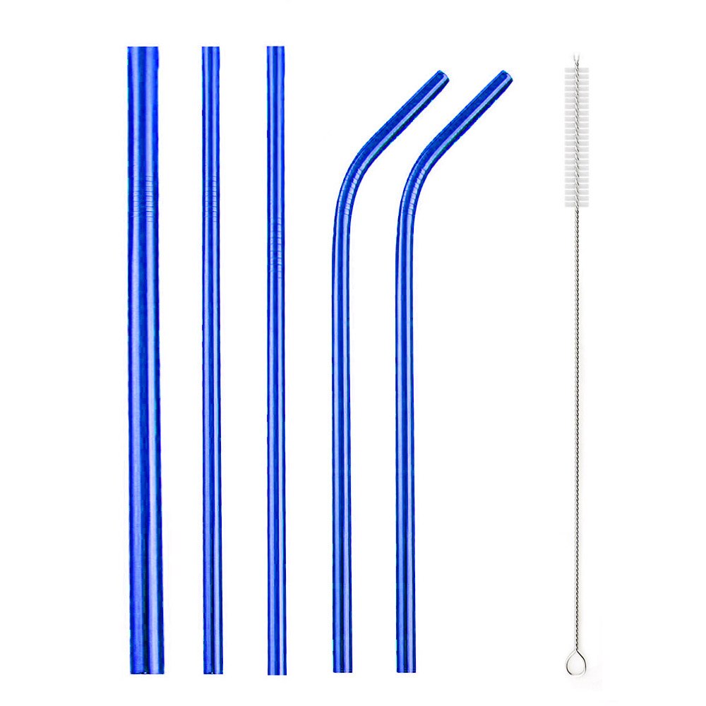 5 piezas Metal reutilizable beber 304 paja de acero inoxidable robusto doblados hacia bebidas pajitas con cepillo limpiador para tazas 20 /30oz
