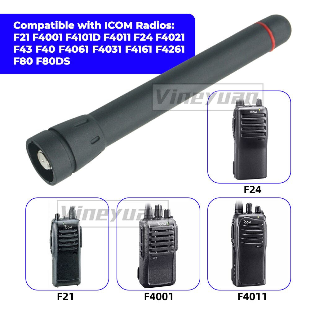 5X Uhf Stubby Antenne Voor Icom F21 F4001 F4011 F24 F4021 F4061 F4161 F80 F43 Twee Manier Radio Antenne