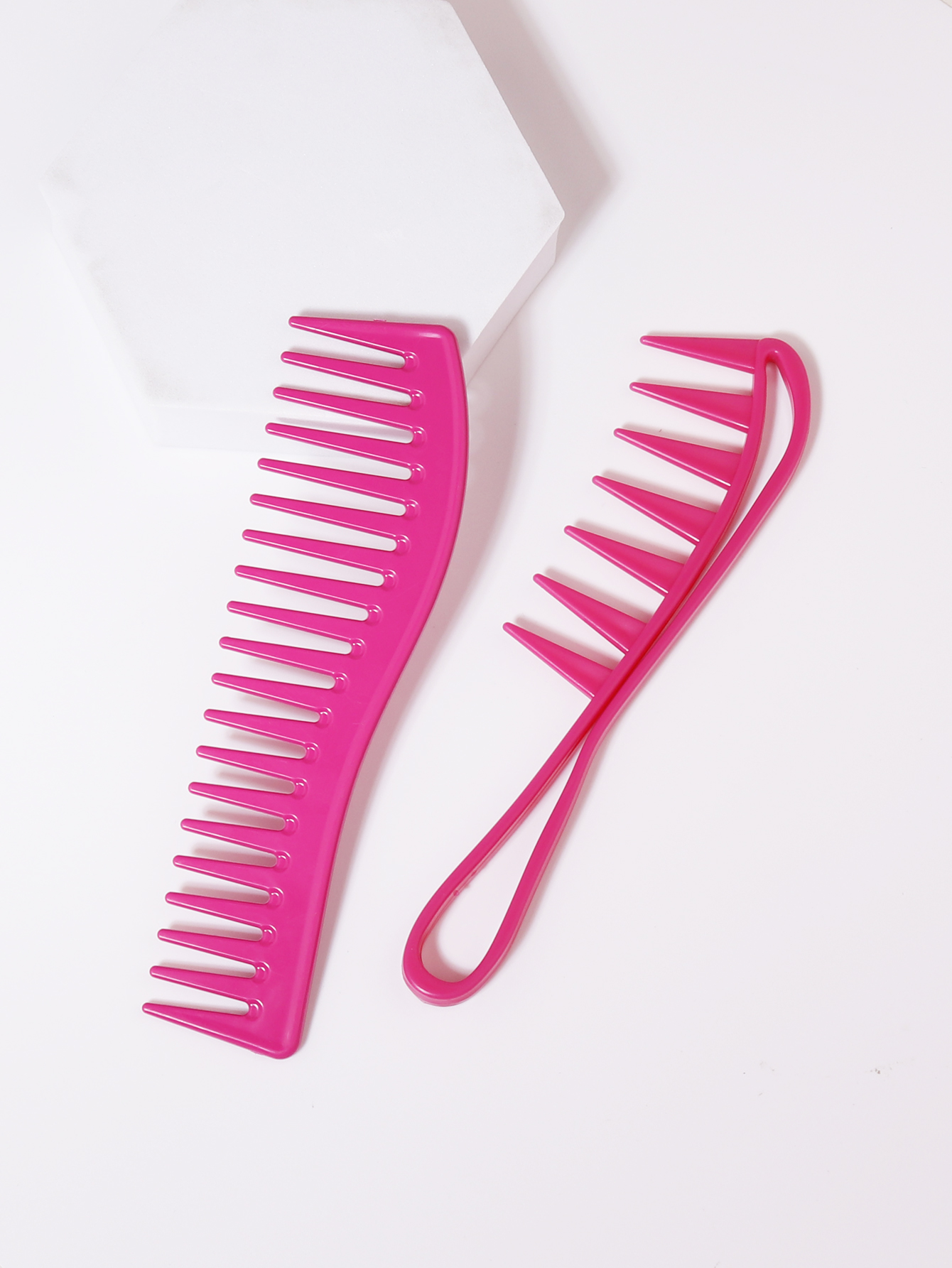 Juego de 2 piezas de peine para el cabello con aceite de dientes anchos, accesorios de peluquería de doble propósito, herramientas de peinado especiales para pelucas de cabello real: Rojo